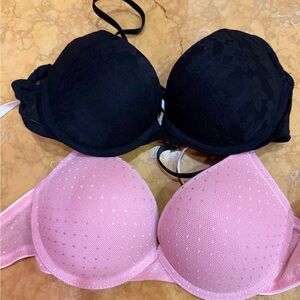 Elegant Black and Pink Lace Bras
